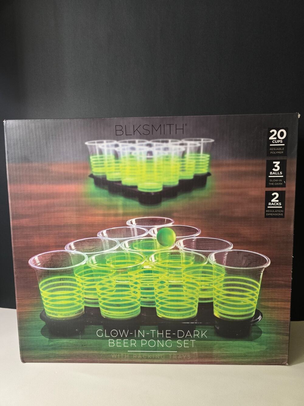 Beer Pong Set Racking Trays Glow-in-the Dark 20